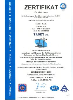 Certifikát ČSN EN ISO 9001:2001 - německy